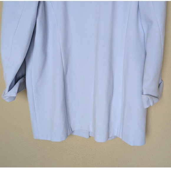 Chico's Ice Blue Longline Coat Lapel Single Button Size 12/14 Minimalist Chic - Picture 8 of 10